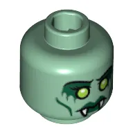 Minifig Head Medusa, Dual Sided, Fangs, Green Lips, Cheek Lines, Yellow Eyes / Open Mouth with Red Eyes Print [Blocked Open Stud]