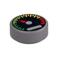 Tile Round 1 x 1 with Gauge and Red Pointer Print