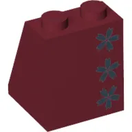 Brick Sloped 65° 2 x 2 x 2 with Bottom Tube with Three Black Flowers Kimono Print