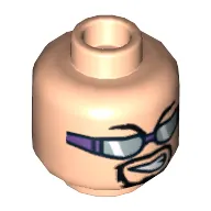 Minifig Head Henchman, Glasses with Silver Sunglasses with Purple Frame and Goatee Print [Blocked Open Stud]