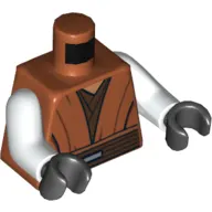 Torso Jedi Robe, Reddish Brown Undershirt and Belt Print (Pong Krell), White Arms, Black Hands