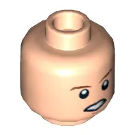 Minifig Head Luke Skywalker, Dual Sided, Brown Eyebrows, White Pupils, Smiling / Open Mouth Angry Print [Hollow Stud]