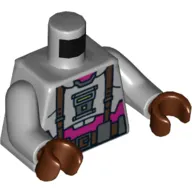 Torso Armor with Suspenders and Utility Belt over Purple Shirt Print, Light Bluish Gray Arms, Reddish Brown Hands