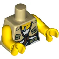 Torso Shirt with Knot and Pockets, Belt and ID Tag Print, Yellow Arms and Hands
