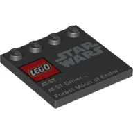 Plate Special 4 x 4 with Studs on One Edge and 'Lego Star Wars' Logo and 'AT-ST AT-ST Driver Forest Moon of Endor' Print