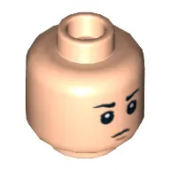 Minifig Head Boba Fett, Dual Sided, Eyebrows, Open Mouth Evil Grin / Closed Mouth Sad Print [Hollow Stud]