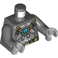 Torso Bare Chest with Utility Belt, Feather and Vine Necklace with Chi Orb Print, Dark Bluish Gray Arms, Light Bluish Gray Hands