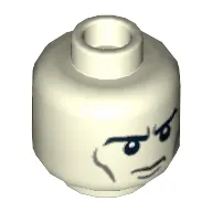 Minifig Head Extremis Soldier, Dual Sided, Eyebrows, Gray Wrinkles, Determined / Angry with Red Eyes and Protruding Veins Print [Hollow Stud]