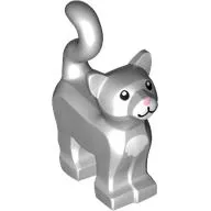 Animal, Cat, Standing New Style with White Chest and Muzzle and Bright Pink Nose Print