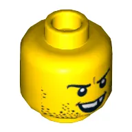 Minifig Head Knight, Dual Sided, Stubble and Missing Tooth Print [Hollow Stud]