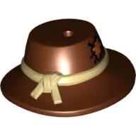 Hat Wide Brimmed with Knotted Tan Band and Patch Print