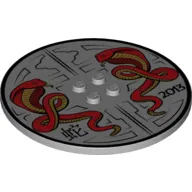 Plate Special Round 8 x 8 with 2 x 2 Center Studs with '2013', Snakes and Hanzi Print