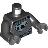 Torso Shirt with Muscles, Tor-An Silver Chest Emblem and Oval Belt Buckle Print, Black Arms, Dark Bluish Gray Hands