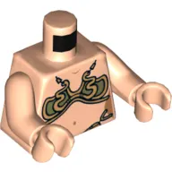 Torso Gold and Olive Green Bikini Print (Princess Leia Slave), Light Nougat Arms and Hands