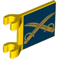 Flag 2 x 2 Square [Thick Clips] with Gold Crossed Cutlasses on Dark Blue Background Print