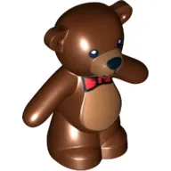 Animal, Bear / Teddy, Arms Down with Black Eyes, Nose, Mouth and Red Bow Tie Print