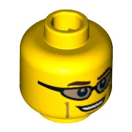 Minifig Head Mountain Climber, Trans-Brown Sunglasses, Dark Brown Eyebrows and Cheek Lines Print [Hollow Stud]