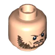 Minifig Head Frank, Beard Reddish Brown, Furrowed Brow Print [Hollow Stud]