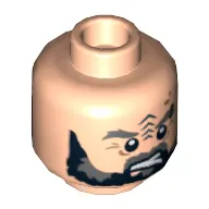 Minifig Head Corsairs of Umbar, Dual Sided, Beard, Tattoo and Eyebrow Ring Angry / Surprised Print [Hollow Stud]
