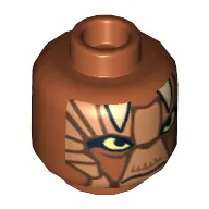 Minifig Head Nikto Guard, Dark Tan Features and White Horns Print [Hollow Stud]