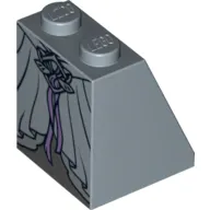 Brick Sloped 65° 2 x 2 x 2 with Bottom Tube with Dress with Pink Ribbon and Silver Elven Clasp Print