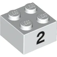 Brick 2 x 2 with Black "2" Print