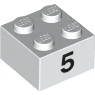 Brick 2 x 2 with Black "5" Print
