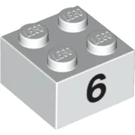 Brick 2 x 2 with Black "6" Print
