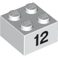 Brick 2 x 2 with Black "12" Print