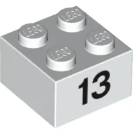 Brick 2 x 2 with Black "13" Print