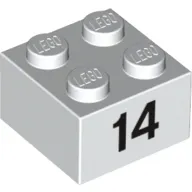 Brick 2 x 2 with Black "14" Print