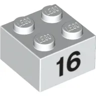 Brick 2 x 2 with Black "16" Print