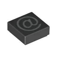 Tile 1 x 1 with Silver '@' Print