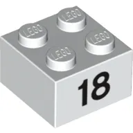 Brick 2 x 2 with Black "18" Print