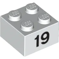 Brick 2 x 2 with Black "19" Print
