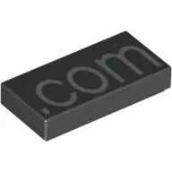 Tile 1 x 2 with Silver '.com' Print
