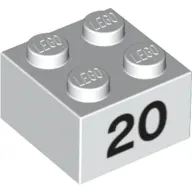 Brick 2 x 2 with Black "20" Print