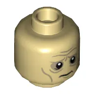 Minifig Head Wormtongue, Dual Sided, Wrinkles and Sunken Eyes Worried / Angry Print [Hollow Stud]