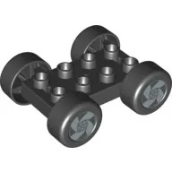 Duplo Car Base, 2 x 4 with Black Tires and Silver Spinner Spoke Hubs Print