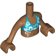 Minidoll Torso Girl with Dark Azure Bikini Top Print, Medium Nougat Arms with Hands