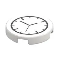 Tile Round 2 x 2 with Bottom Stud Holder with Clock Print