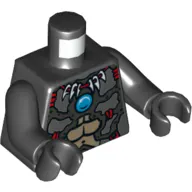 Torso Armor, Muscles, Bone Necklace, Red Winged Skull Emblem and Blue Round Jewel (Chi) Print, Black Arms and Hands