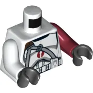 Torso, Odd Arms, Armour with Dark Red Details and Gray Belts Print, Left Dark Red Arm, Right White Arm, Black Hands