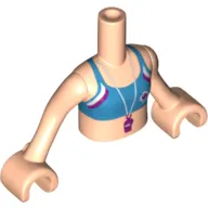 Minidoll Torso Girl with Crop Top with Whistle Print, Light Nougat Arms and Hands