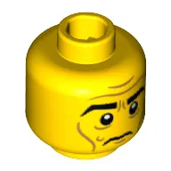 Minifig Head Abraham Lincoln, Eyebrows, Cheek Lines, White Pupils Print [Hollow Stud]