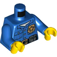 Torso Shirt, Gold Police Badge, Gold Buckle and Black Belt with Pouches Print, Blue Arms, Yellow Hands