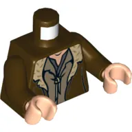 Torso Coat with Tan Fur Trim and 2 Shirts Print, Dark Brown Arms, Light Nougat Hands