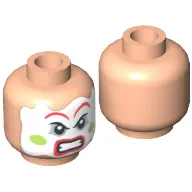 Minifig Head Henchman (Goon), Face Paint with Red Lips and Eyebrows, Green Cheeks, Angry Print