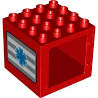 Duplo Door / Window Frame 4 x 4 x 3 with Blue EMT Star of Life Print on Both Sides