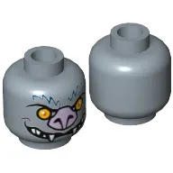 Minifig Head Blista, Bat, Lavender Nose, Orange Eyes, White Fangs Print [Hollow Stud]